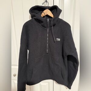 LL Bean Katahdin Fleece Half-Zip Hoodie black Sherpa Fleece Womens Medium
